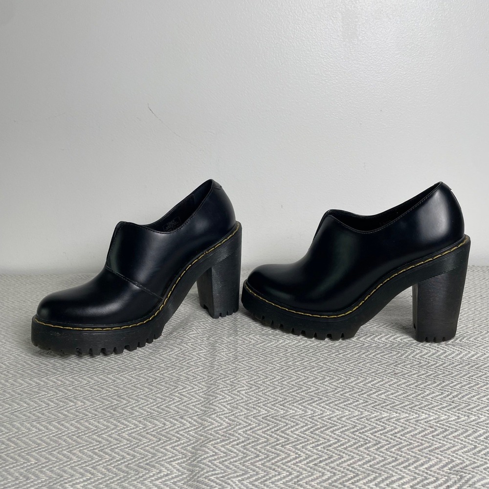 Dr Martens Cordelia Heels Womens 6 Black Leather Platform Chunky Goth Y2K Punk